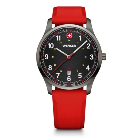 שעון City Sport רצועה אדומה ולוח שחור 42 מ