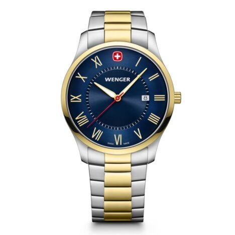 שעון City Classic רצועה בכסף וזהב ולוח כחול 42 מ