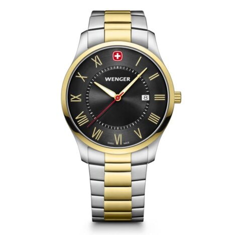 שעון City Classic רצועה בכסף וזהב ולוח שחור 42 מ