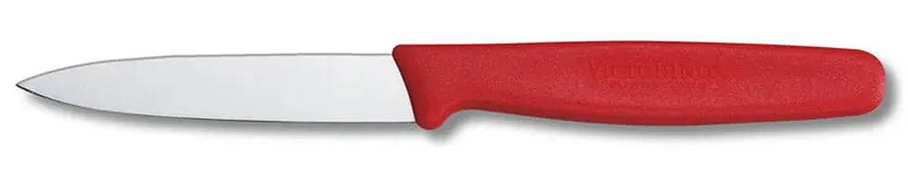 סכין ירקות קצרה להב שפיץ חלק- אדום