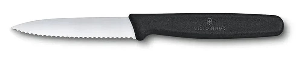 סכין ירקות קצרה להב שפיץ משונן- שחור