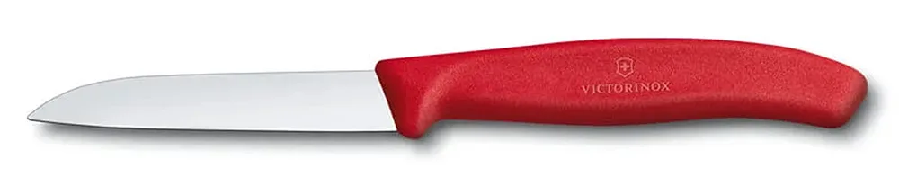 סכין ירקות קצרה להב שפיץ חלק ישר swiss classic- אדום