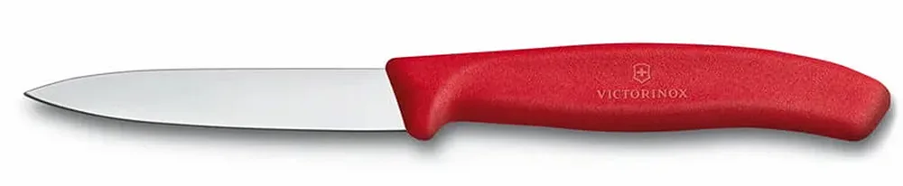 סכין ירקות קצרה להב שפיץ חלק swiss classic- אדום