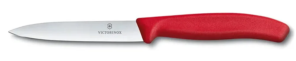 סכין ירקות שוויצרית, להב שפיץ חלק – אדום