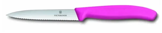 סכין ירקות שוויצרית, להב שפיץ משונן - ורוד