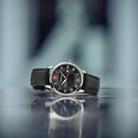 שעון City Classic רצועת עור שחורה ולוח שחור 34 מ