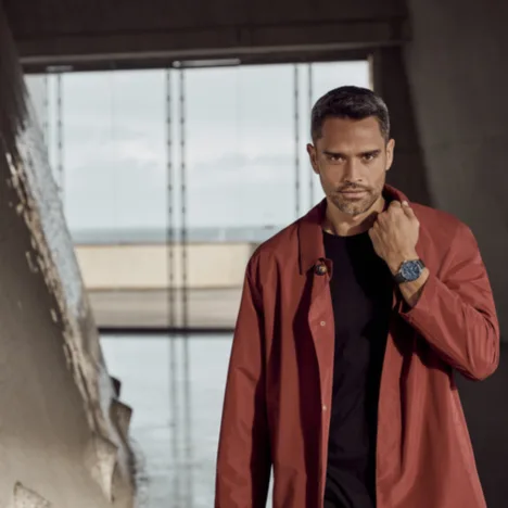 FieldForce רצועת עור שחורה לוח כחול 42 מ