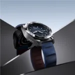 שעון inox chrono רצועת גומי כחולה ולוח כחול