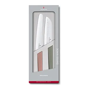 סט סכין סנטוקו וסכין מאפים Swiss Modern צבעוני