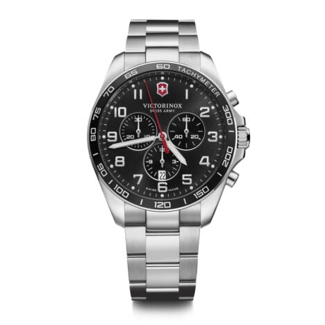 FieldForce Classic Chrono לוח שחור רצועת מתכת 42 מ