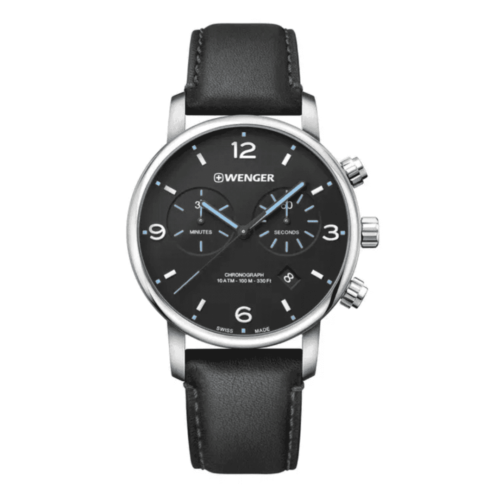 Urban Metropolitan Chrono לוח שחור רצועת עור שחורה