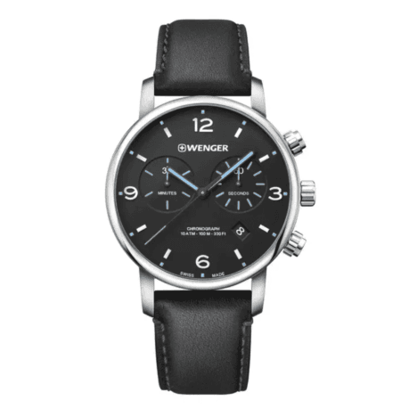 Urban Metropolitan Chrono לוח שחור רצועת עור שחורה