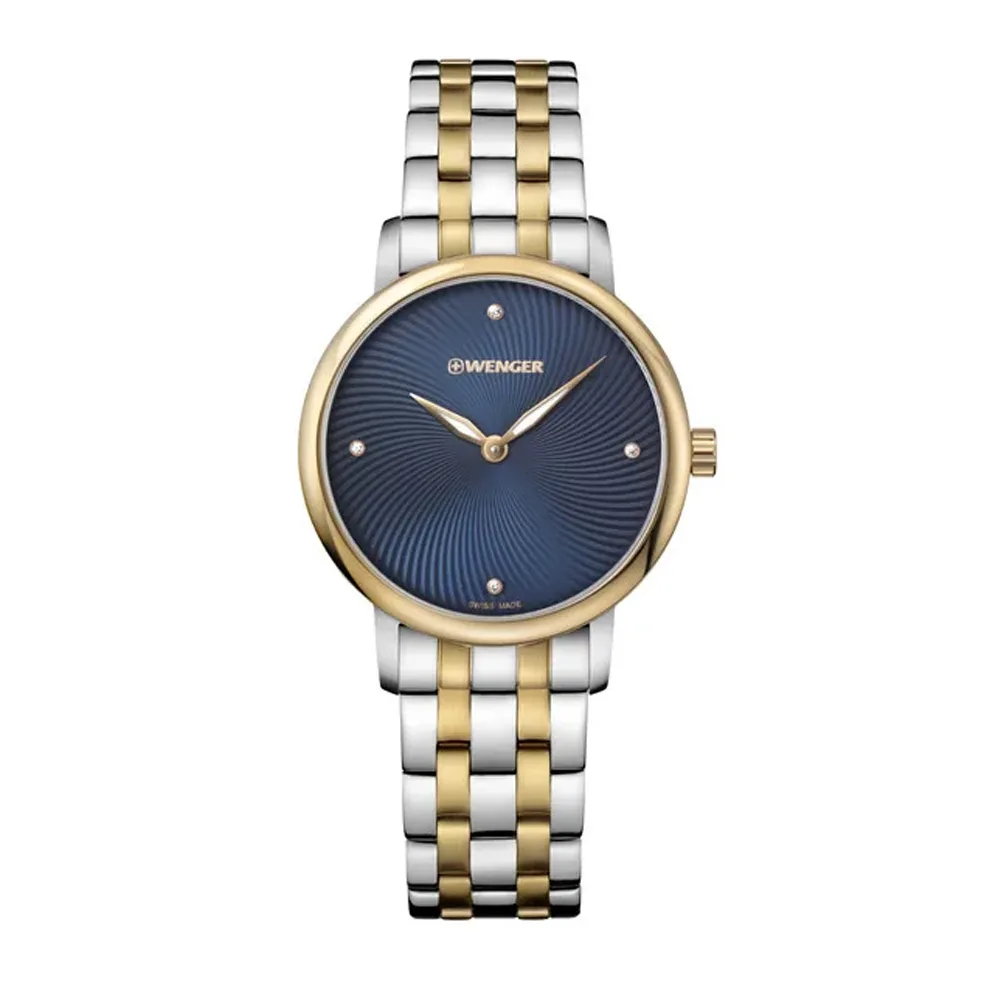 שעון Urban Donnissima רצועת מתכת כסף וזהב ולוח כחול 35 מ”מ