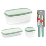 מארז Go Green 3 קופסאות אחסון למטבח ו-2 סכיני ירקות בגוון ירוק
