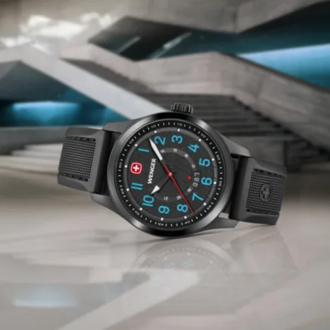 שעון Terragraph רצועת סיליקון שחורה לוח שחור מסגרת מושחרת 43 מ