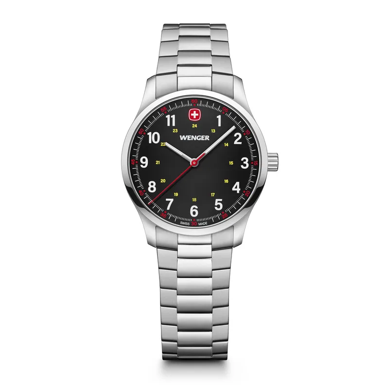 שעון City Sport רצועת מתכת ולוח שחור 34 מ"מ
