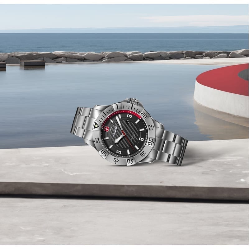 שעון Seaforce לוח שחור ורצועת מתכת 43 מ"מ