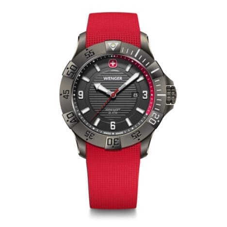 שעון Seaforce Black ice ורצועת סיליקון אדומה 43 מ