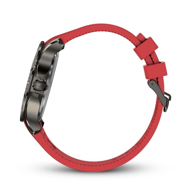 שעון Seaforce Black ice ורצועת סיליקון אדומה 43 מ"מ