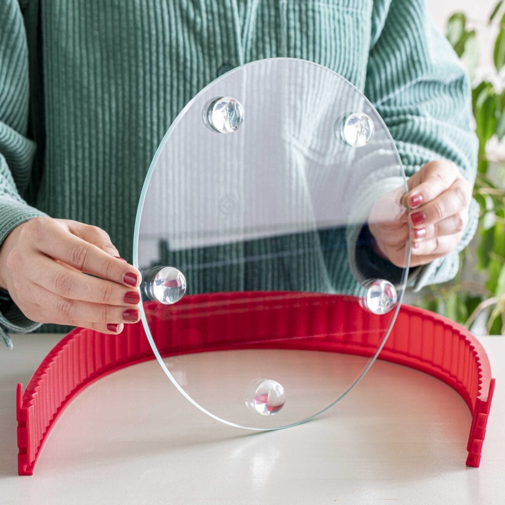 תבנית פאי מתפרקת Quiche dish עם תחתית זכוכית 26 ס"מ אדומה