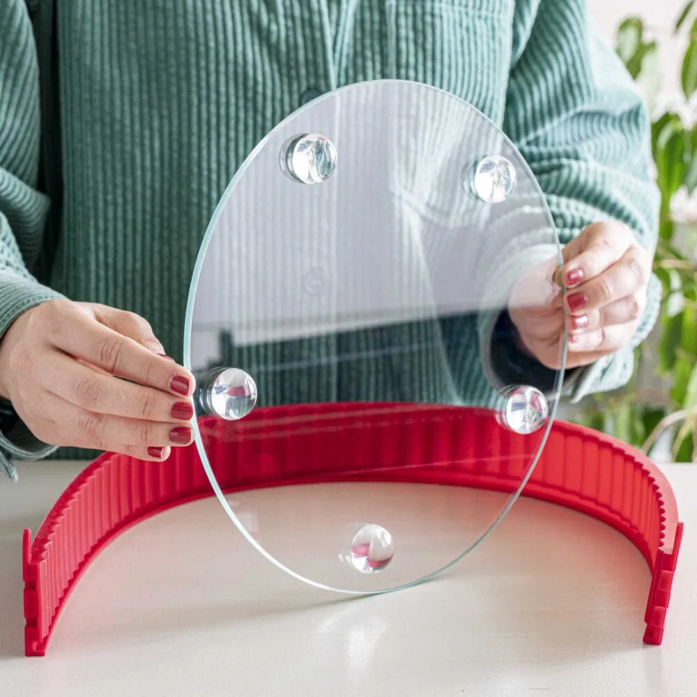 תבנית פאי מתפרקת Quiche dish עם תחתית זכוכית 26 ס"מ אדומה