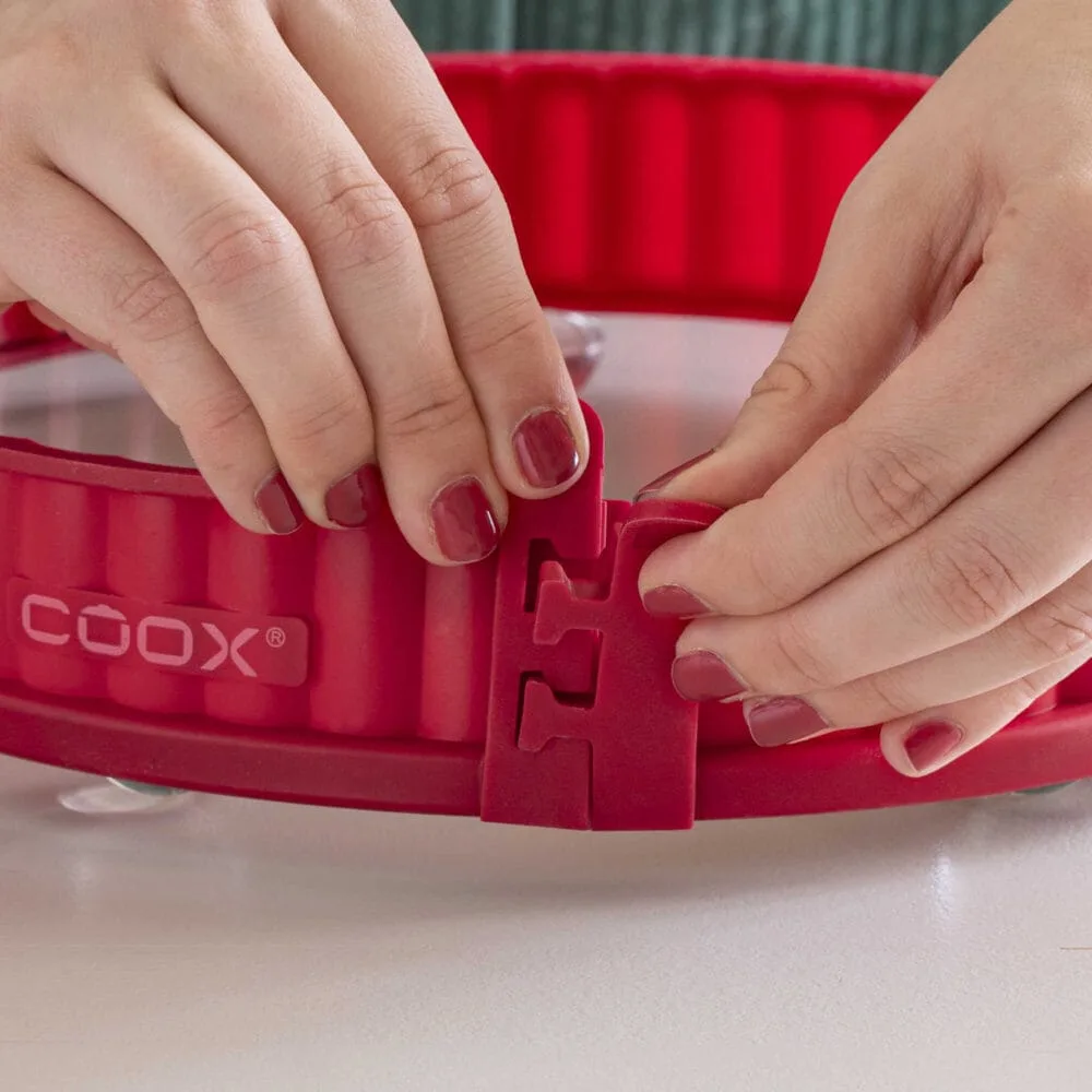 תבנית פאי מתפרקת Quiche dish עם תחתית זכוכית 26 ס"מ אדומה