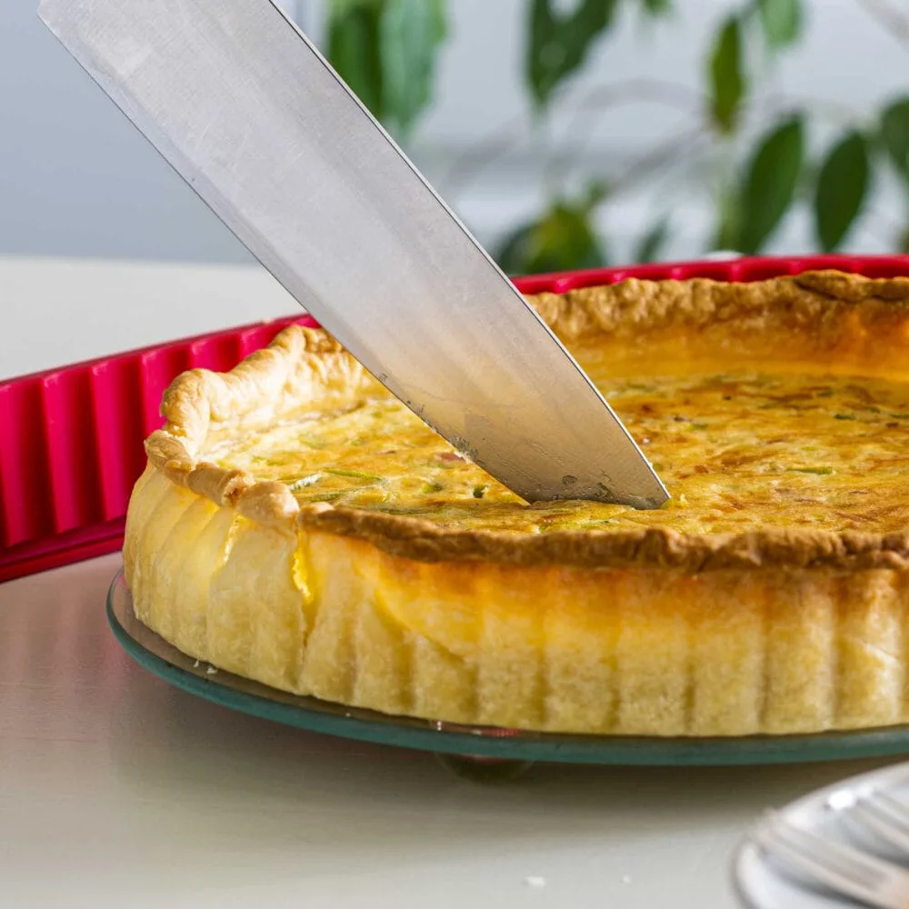 תבנית פאי מתפרקת Quiche dish עם תחתית זכוכית 26 ס"מ אדומה