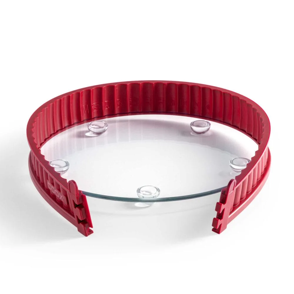 תבנית פאי מתפרקת Quiche dish עם תחתית זכוכית 26 ס"מ אדומה