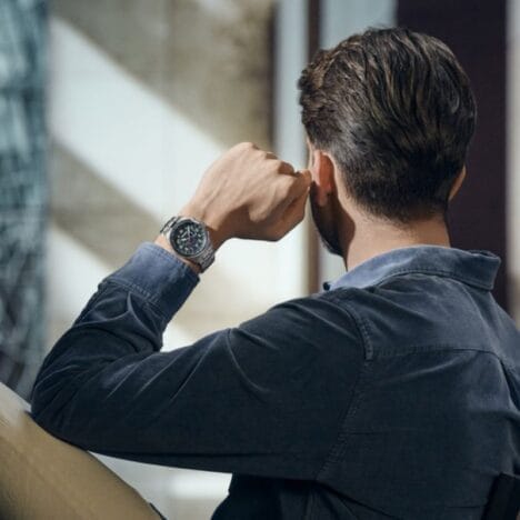 שעון Terragraph Chrono רצועת מתכת לוח כחול 43 מ