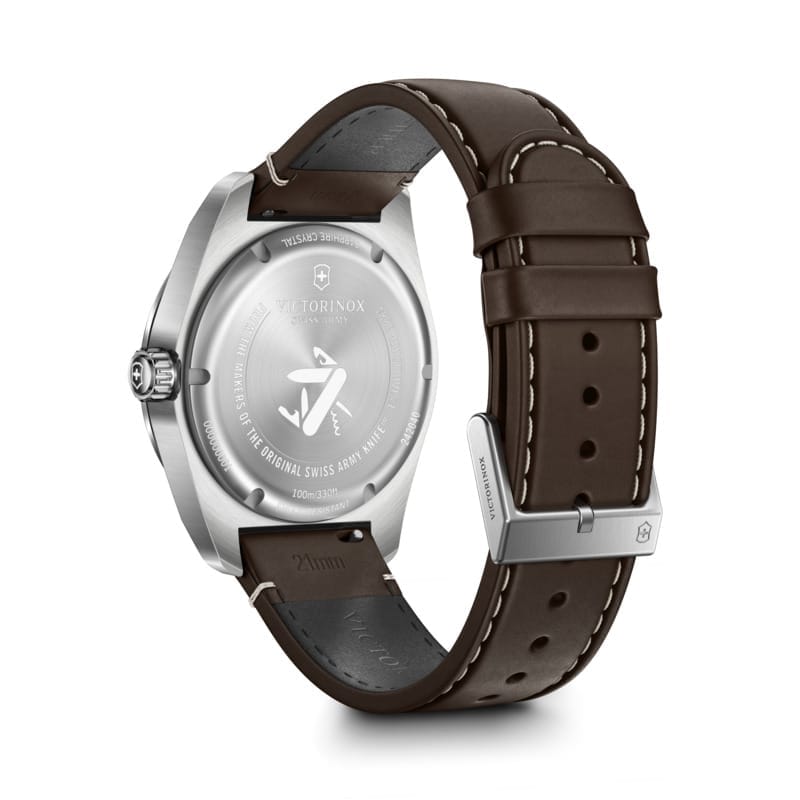 Swiss Army רצועת עור חומה לוח כחול 42 מ"מ