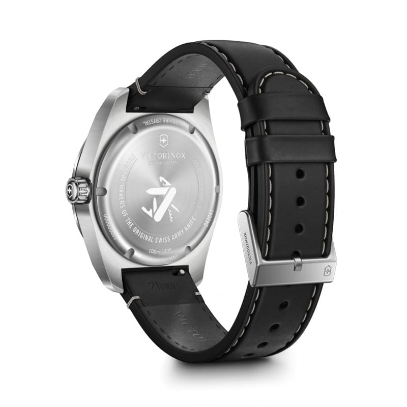 Swiss Army רצועת עור שחורה לוח שחור 42 מ"מ