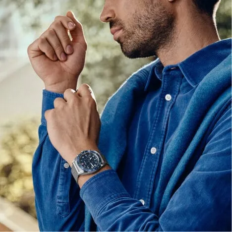 שעון Swiss Army Chrono רצועת מתכת לוח כחול 42 מ