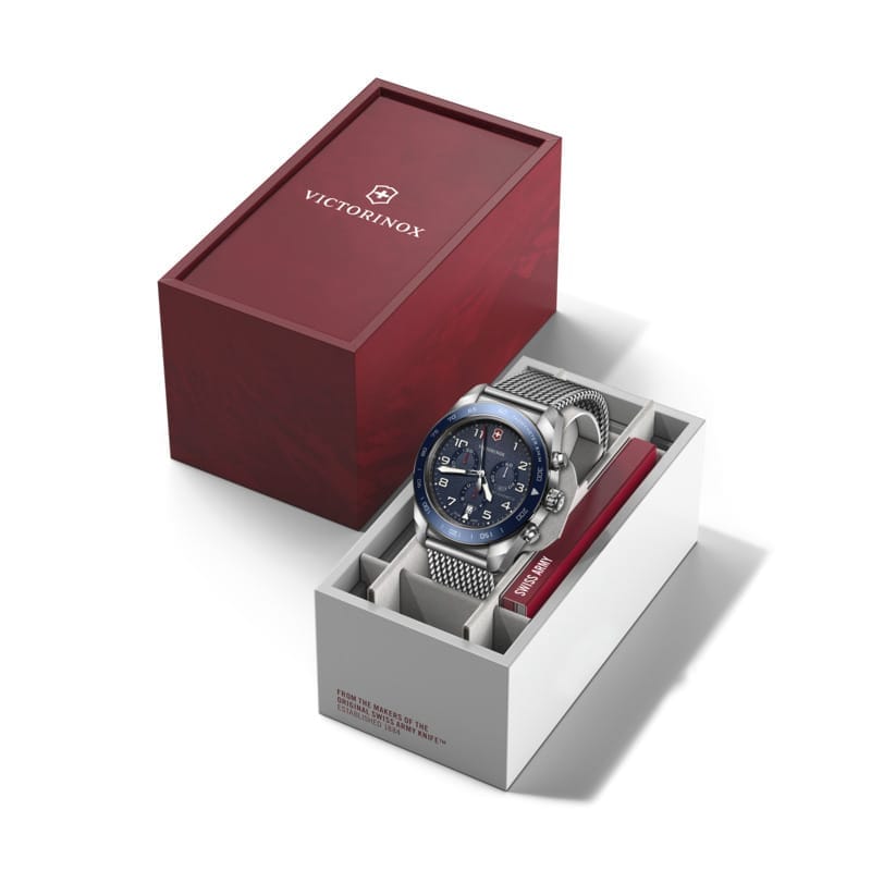 שעון Swiss Army Chrono רצועת מתכת לוח כחול 42 מ"מ