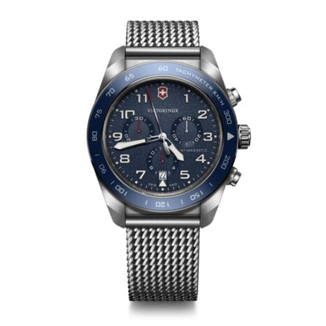 שעון Swiss Army Chrono רצועת מתכת לוח כחול 42 מ