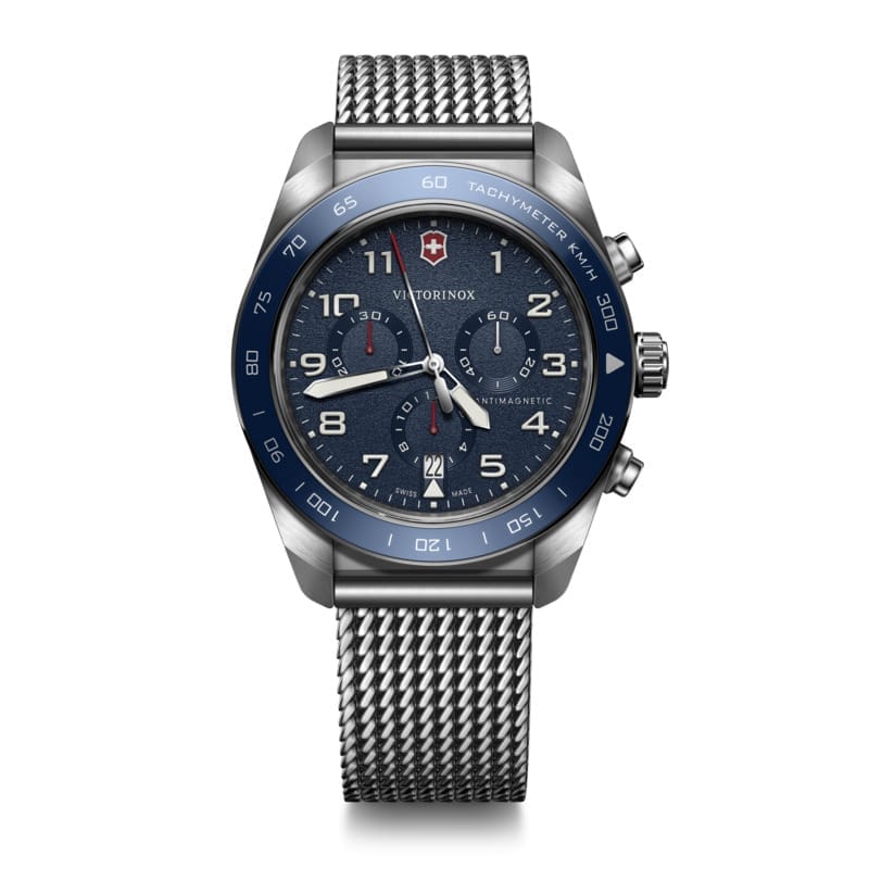 שעון Swiss Army Chrono רצועת מתכת לוח כחול 42 מ"מ