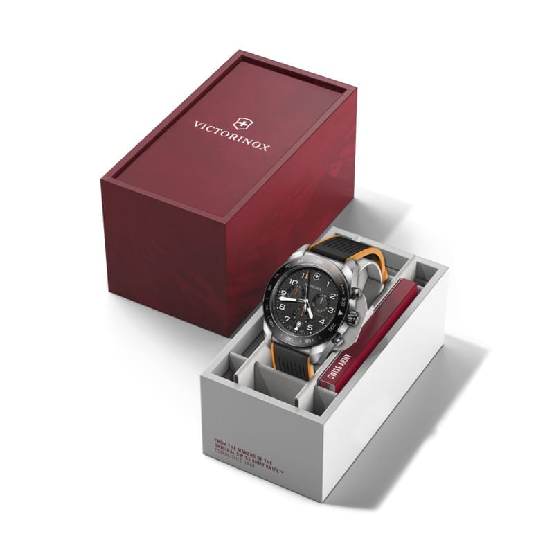שעון Swiss Army Chrono רצועת סילקון לוח שחור 42 מ"מ
