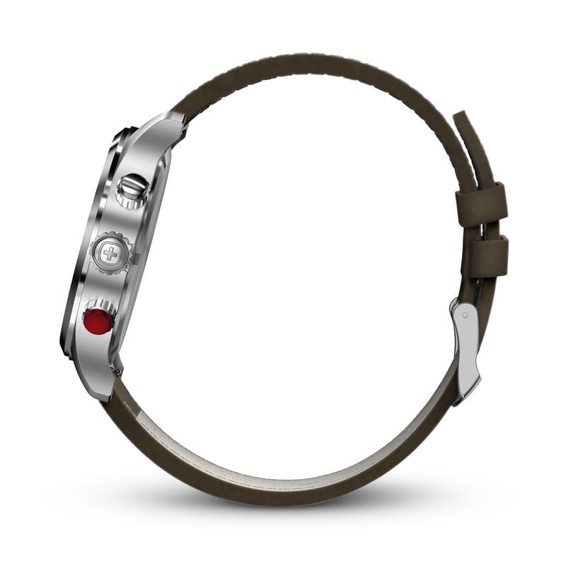 שעון Terragraph Chrono רצועת עור חומה לוח לבן 43 מ"מ