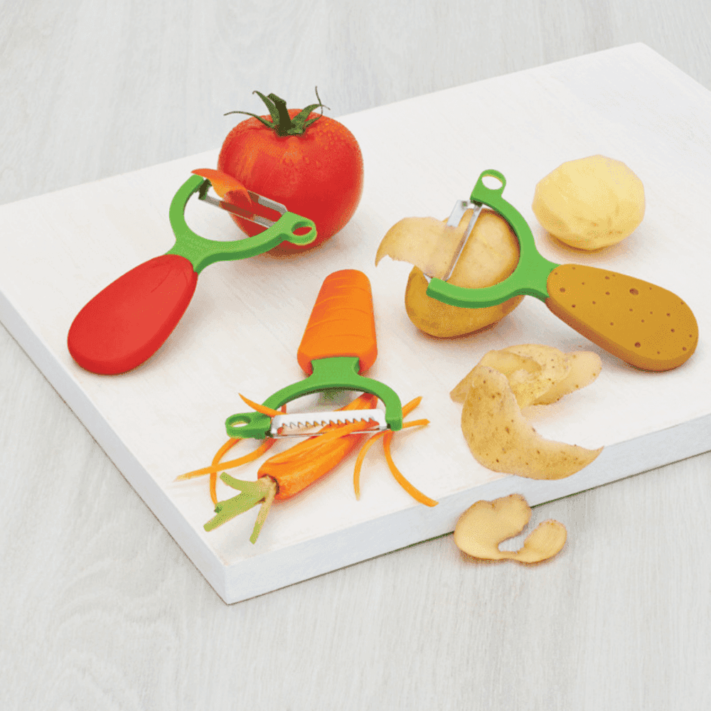 סט 3 קולפני ירקות גזר, תפוח אדמה ועגבנייה