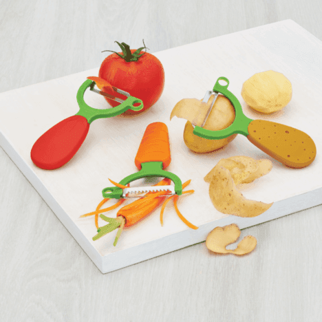 סט 3 קולפני ירקות גזר, תפוח אדמה ועגבנייה