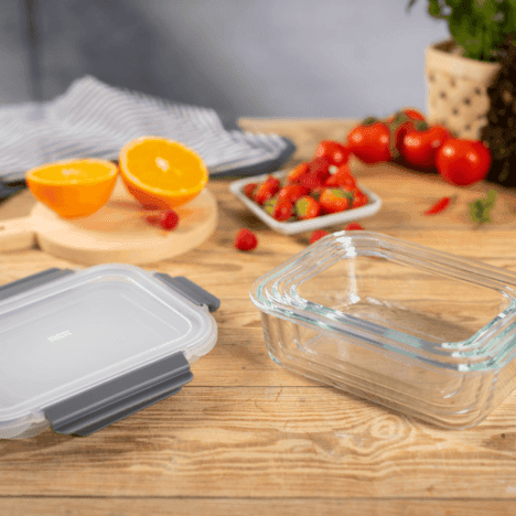 סט 3 מיכלי אחסון מזכוכית