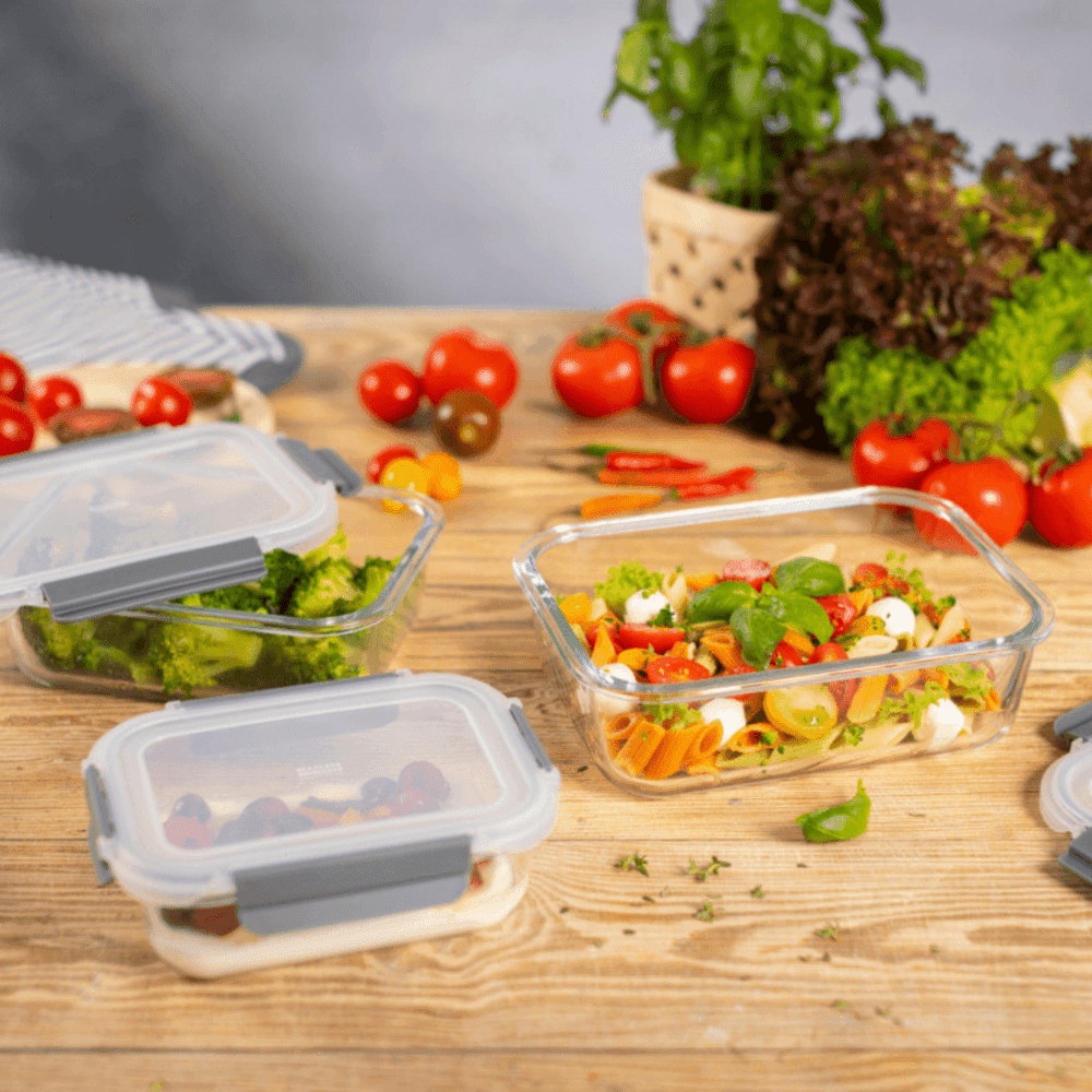 סט 3 מיכלי אחסון מזכוכית