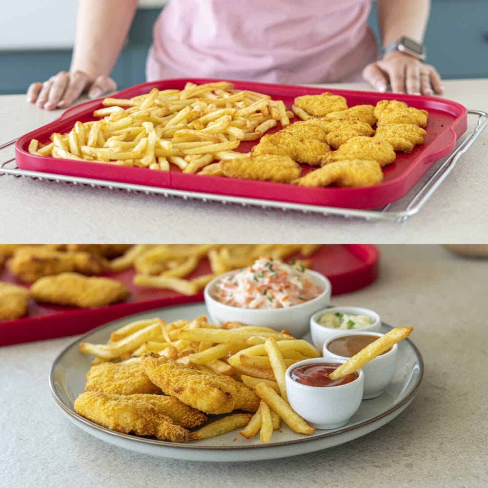 משטח אפיה מתקפל עם מסגרת מתכת מסיליקון אדום