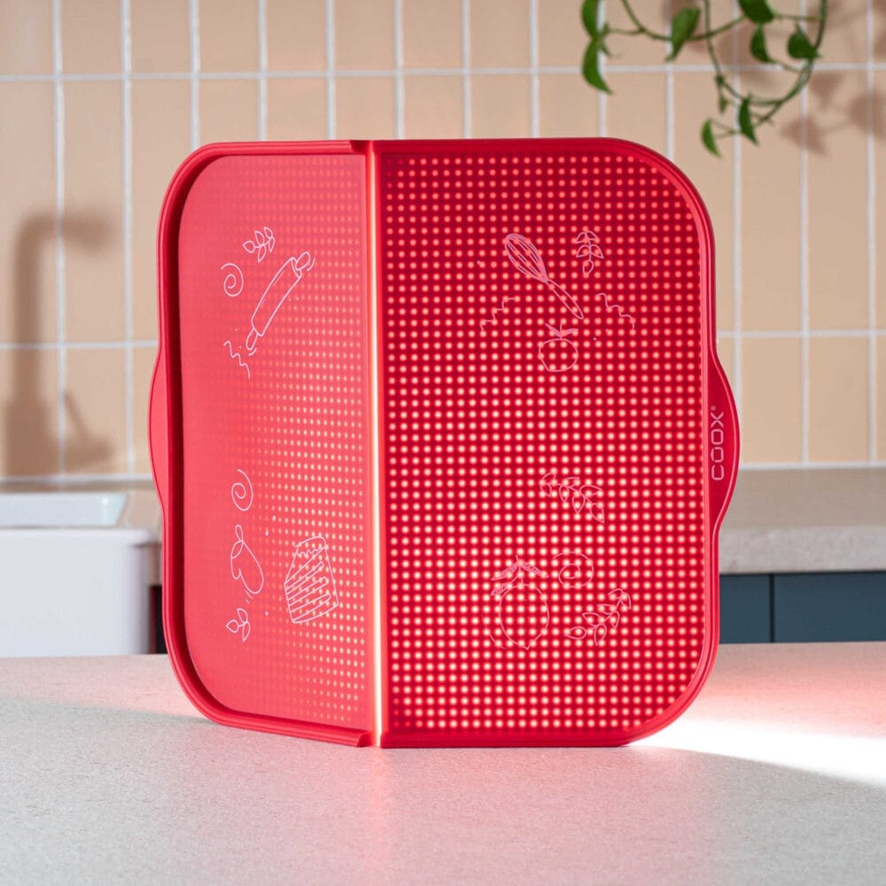 משטח אפיה מתקפל עם מסגרת מתכת מסיליקון אדום