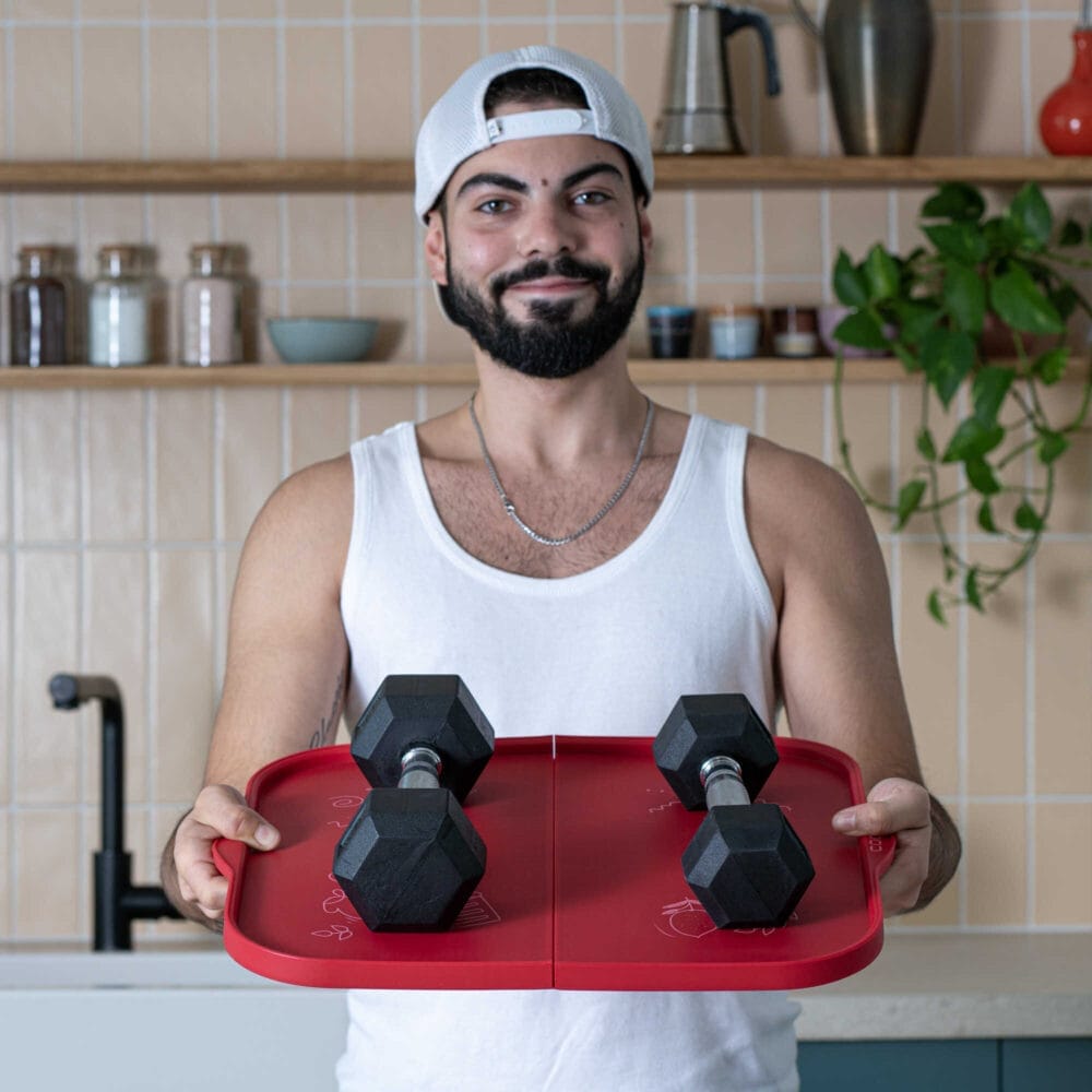 משטח אפיה מתקפל עם מסגרת מתכת מסיליקון אדום