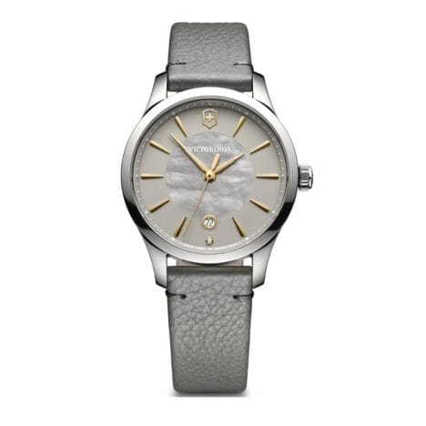 שעון Alliance לוח אפור רצועת עור אפורה 35 מ