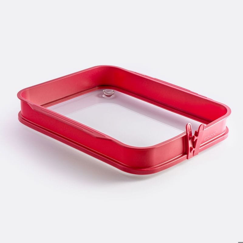 תבנית סיליקון מלבנית עם תחתית זכוכית מתפרקת אדום