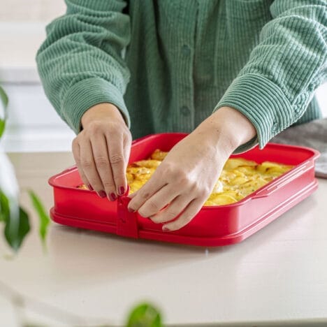 תבנית סיליקון מלבנית עם תחתית זכוכית מתפרקת אדום