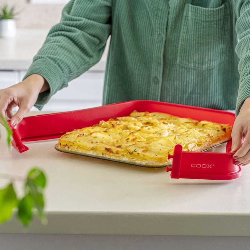 תבנית סיליקון מלבנית עם תחתית זכוכית מתפרקת אדום