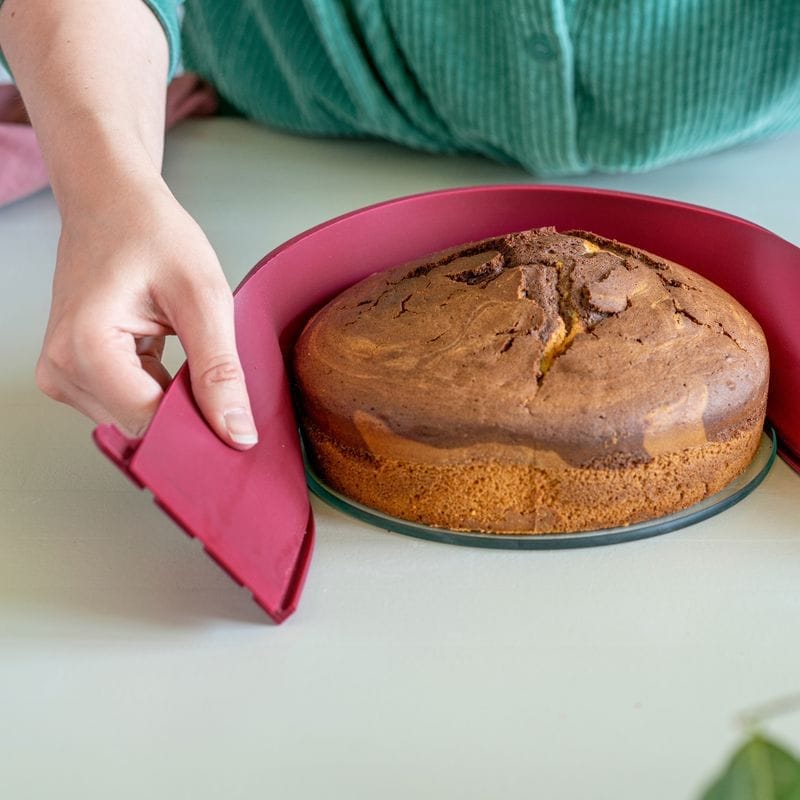 תבנית עגולה מתפרקת Springform עם תחתית זכוכית 26 ס"מ בורדו