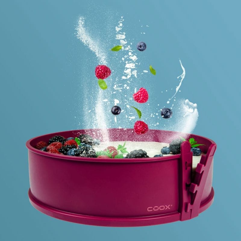 תבנית עגולה מתפרקת Springform עם תחתית זכוכית 26 ס"מ בורדו